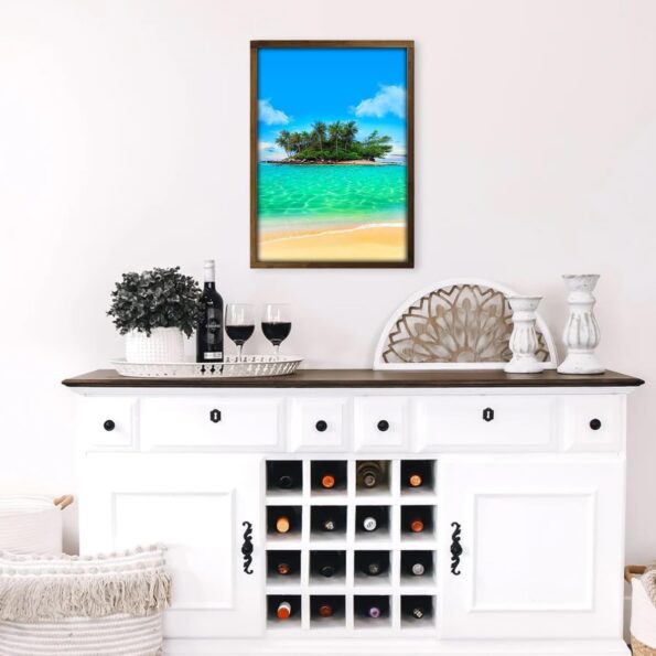 Beautiful Island Landscape Poster Canvas, Tropical Coastal Wall Art Print, Beach House Decor