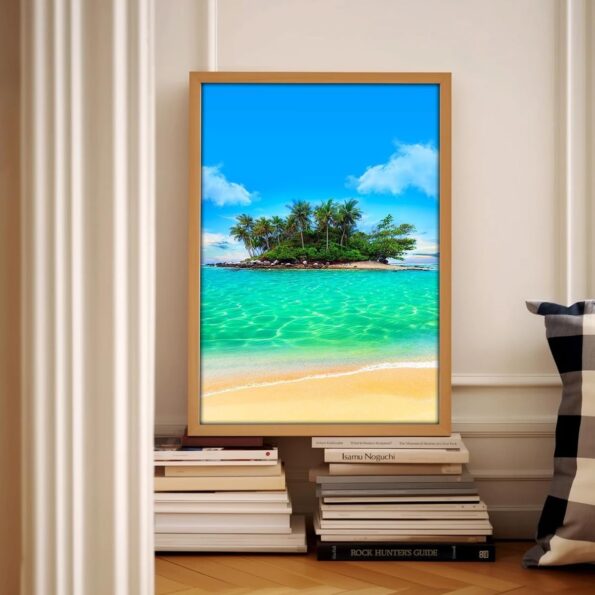 Beautiful Island Landscape Poster Canvas, Tropical Coastal Wall Art Print, Beach House Decor