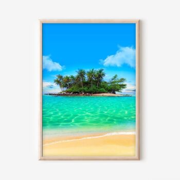 Beautiful Island Landscape Poster Canvas, Tropical Coastal Wall Art Print, Beach House Decor