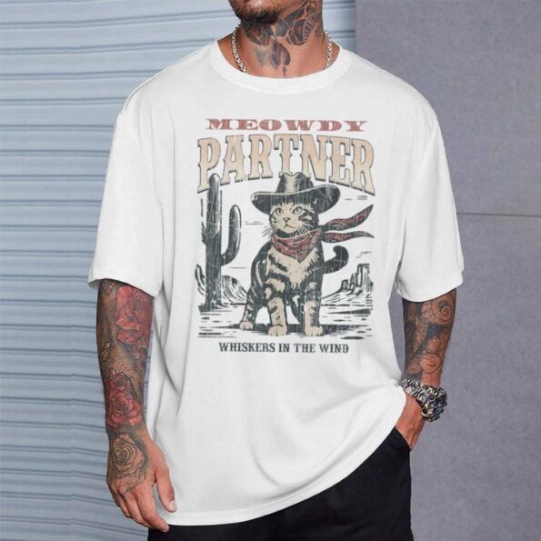 Meowdy Partner Cowboy Cat Vintage T-Shirt – Saddle Up for Feline Fun!