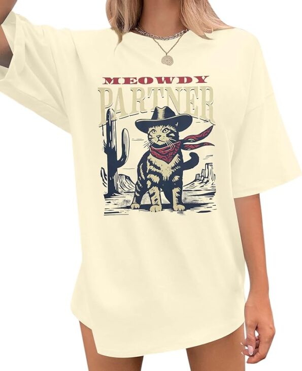 Meowdy Partner Cowboy Cat Vintage T-Shirt – Saddle Up for Feline Fun!